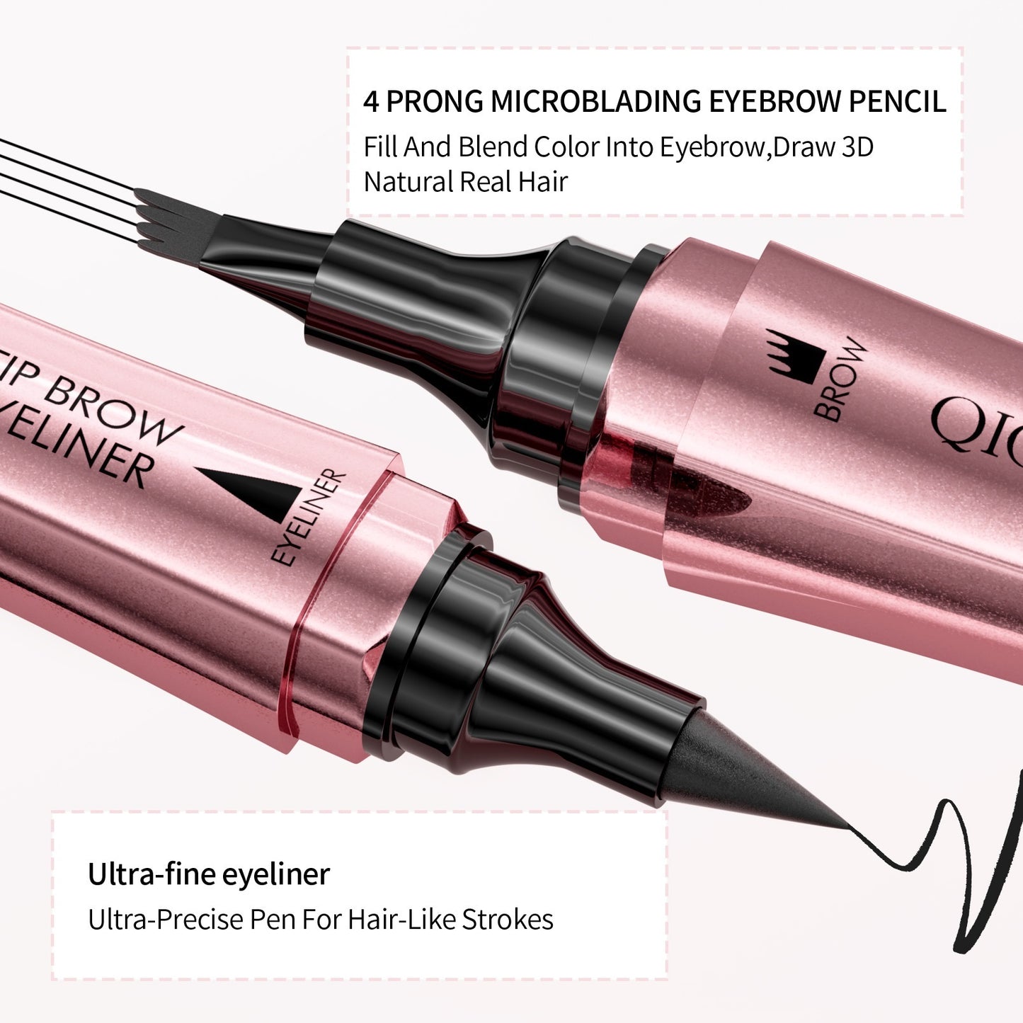 2-in-1 Four-Fork Eyebrow & Eyeliner Pen – Dual-Headed Precision Tool