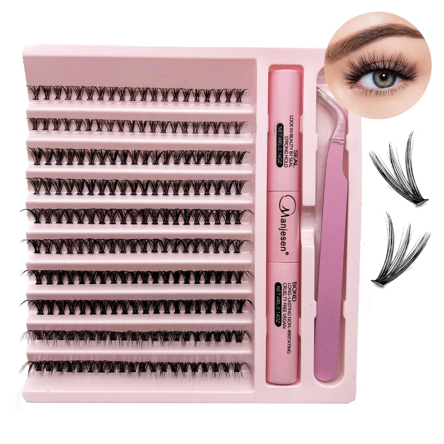DIY Lash Extension Kit – 200PCS Cluster Lashes with Bond & Seal Glue Set