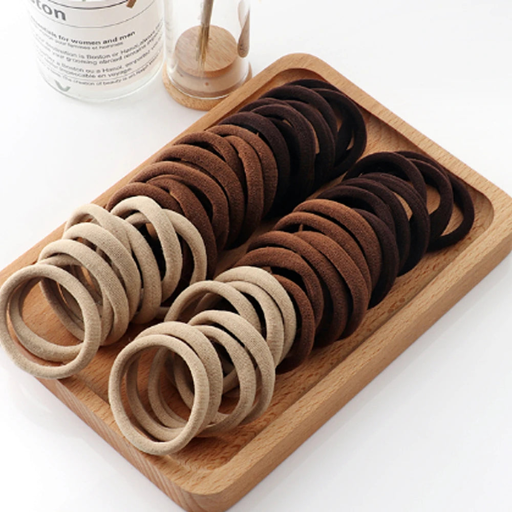 Tangle-Free Hair Elastics – 50/100pcs Rubber Bands for Ponytails & Buns