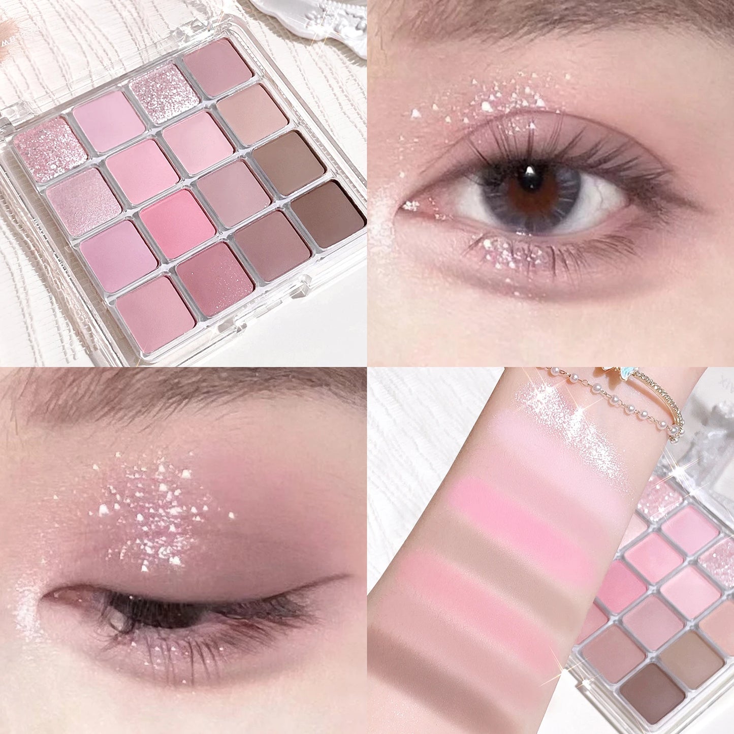 Sunset Magic 16-Color Eyeshadow Palette – Korean Matte & Pearl Finish | Earthy Tones"