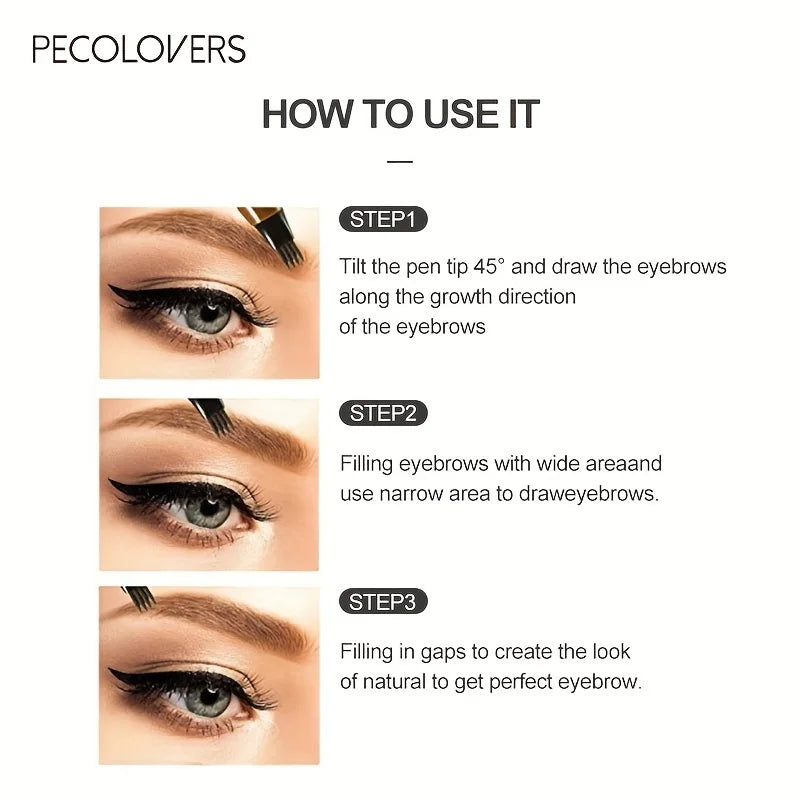 Waterproof 4-Tip Eyebrow Tattoo Pen – Long-Lasting Liquid Brow Pencil | Natural Hair-Stroke Look"
