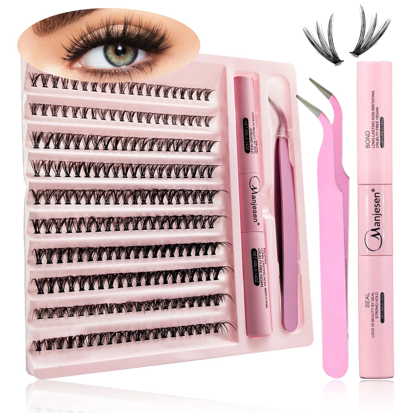DIY Lash Extension Kit – 200PCS Cluster Lashes with Bond & Seal Glue Set