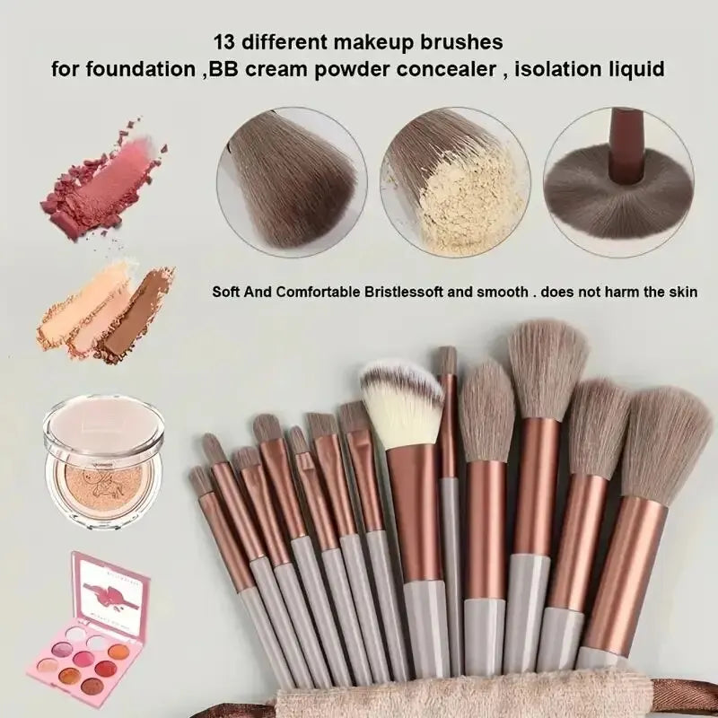 Soft Fluffy Cosmetic Brush Set – Foundation, Powder & Kabuki Blending Tools