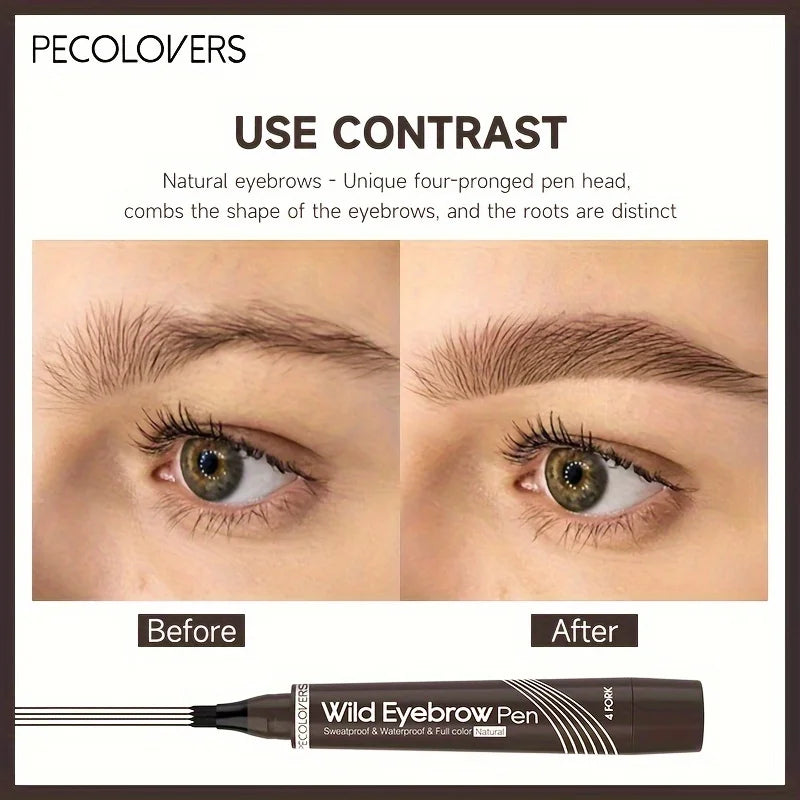 Waterproof 4-Tip Eyebrow Tattoo Pen – Long-Lasting Liquid Brow Pencil | Natural Hair-Stroke Look"