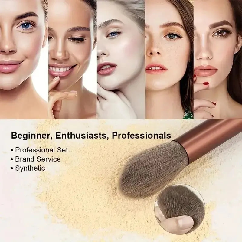 Soft Fluffy Cosmetic Brush Set – Foundation, Powder & Kabuki Blending Tools