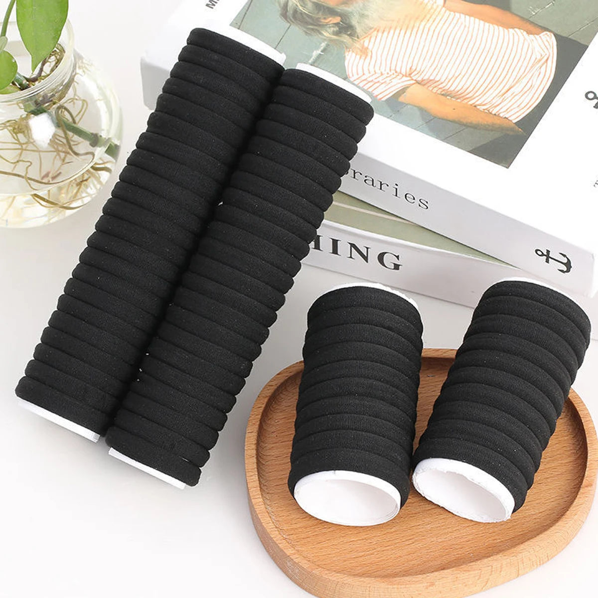 Tangle-Free Hair Elastics – 50/100pcs Rubber Bands for Ponytails & Buns