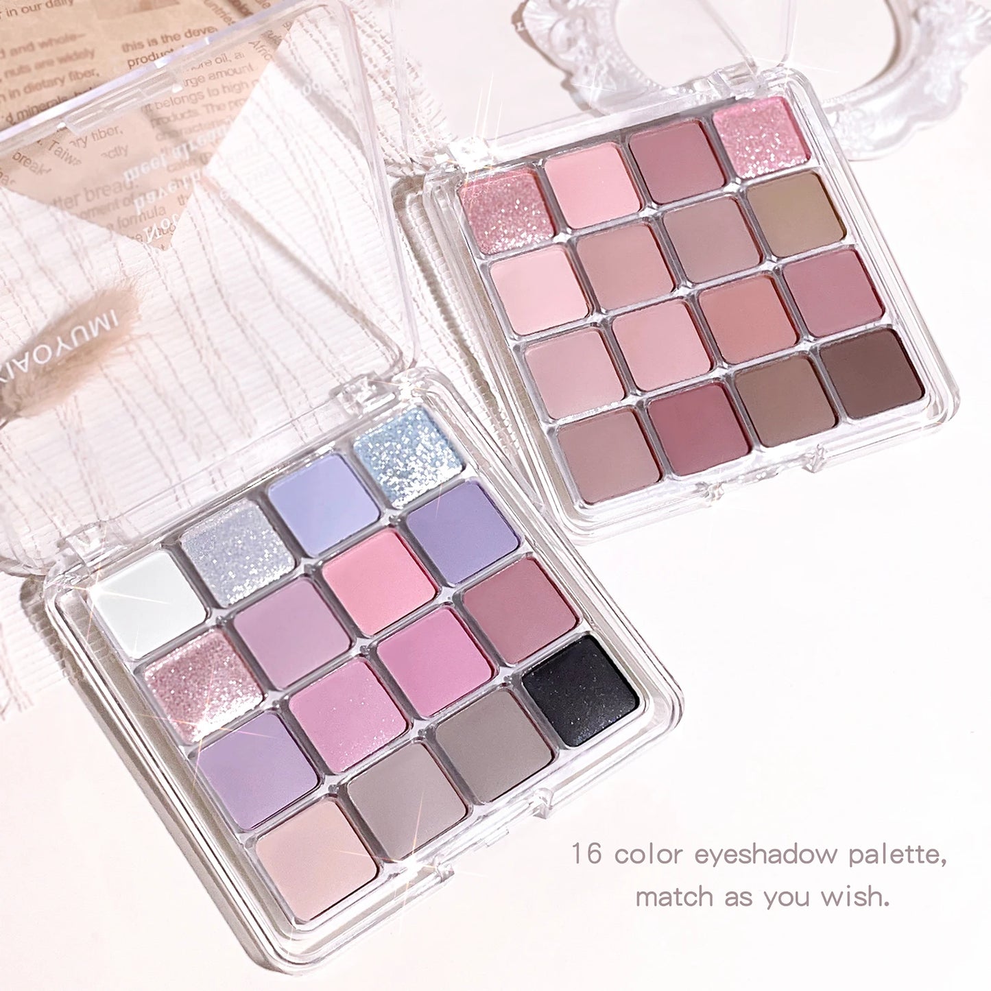 Sunset Magic 16-Color Eyeshadow Palette – Korean Matte & Pearl Finish | Earthy Tones"