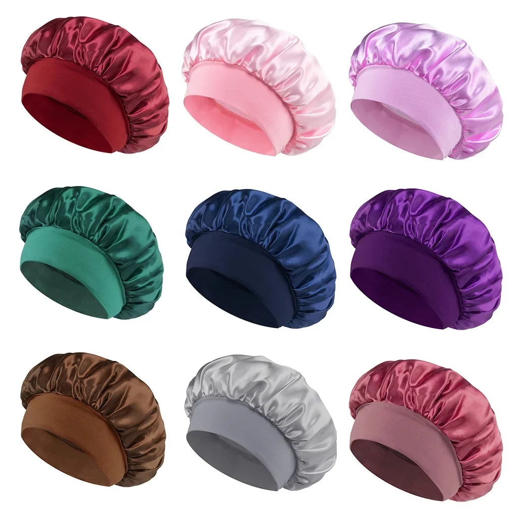 Soft Satin Wide-Brim Sleep Bonnet – Hair Care Essential