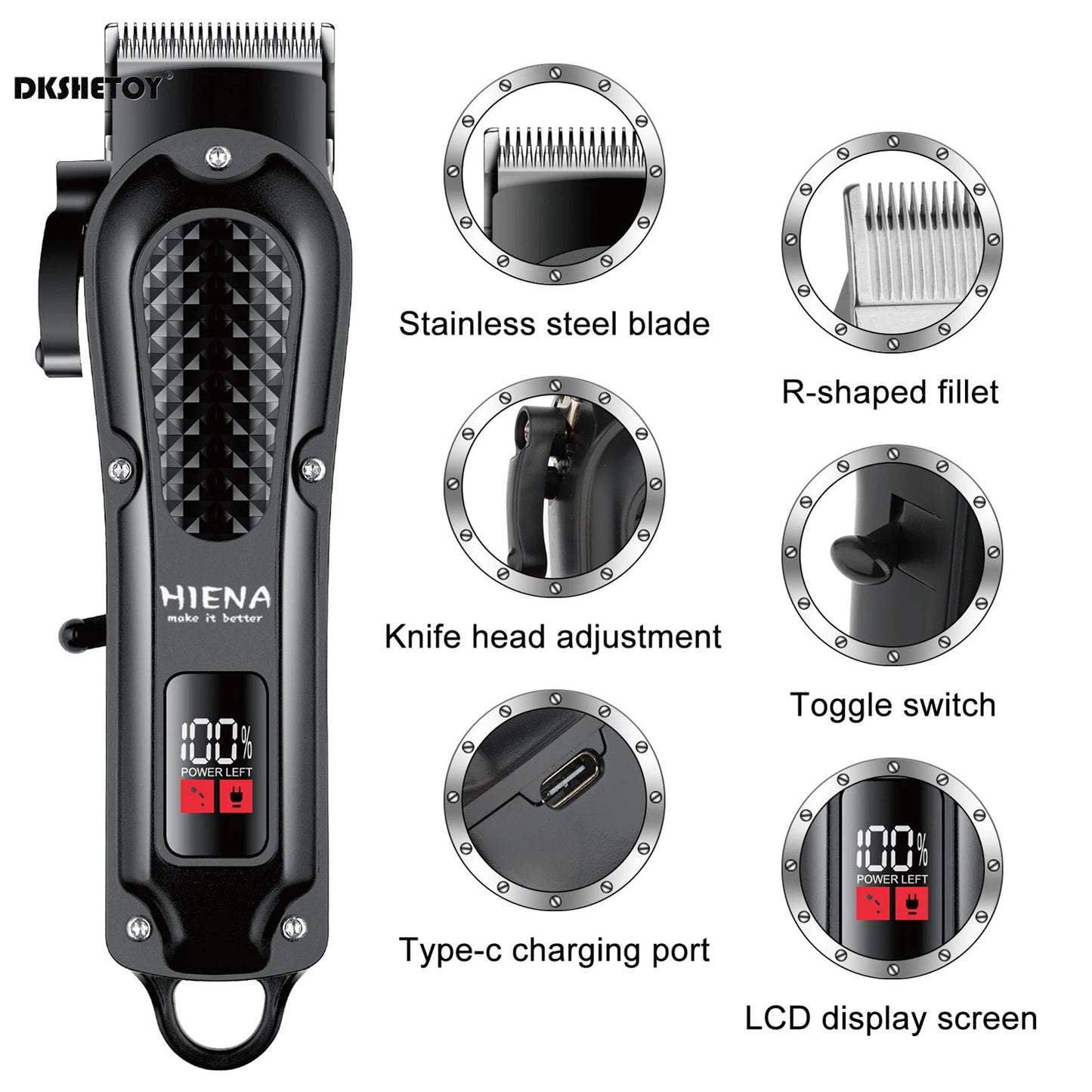 Cordless Hair & Beard Trimmer – USB Rechargeable Clipper for Wet & Dry Use