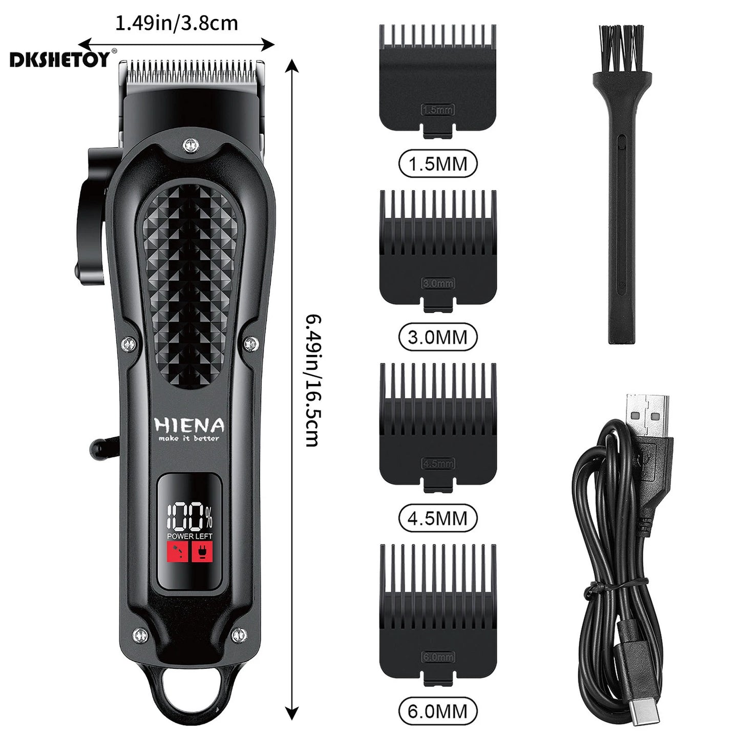 Cordless Hair & Beard Trimmer – USB Rechargeable Clipper for Wet & Dry Use