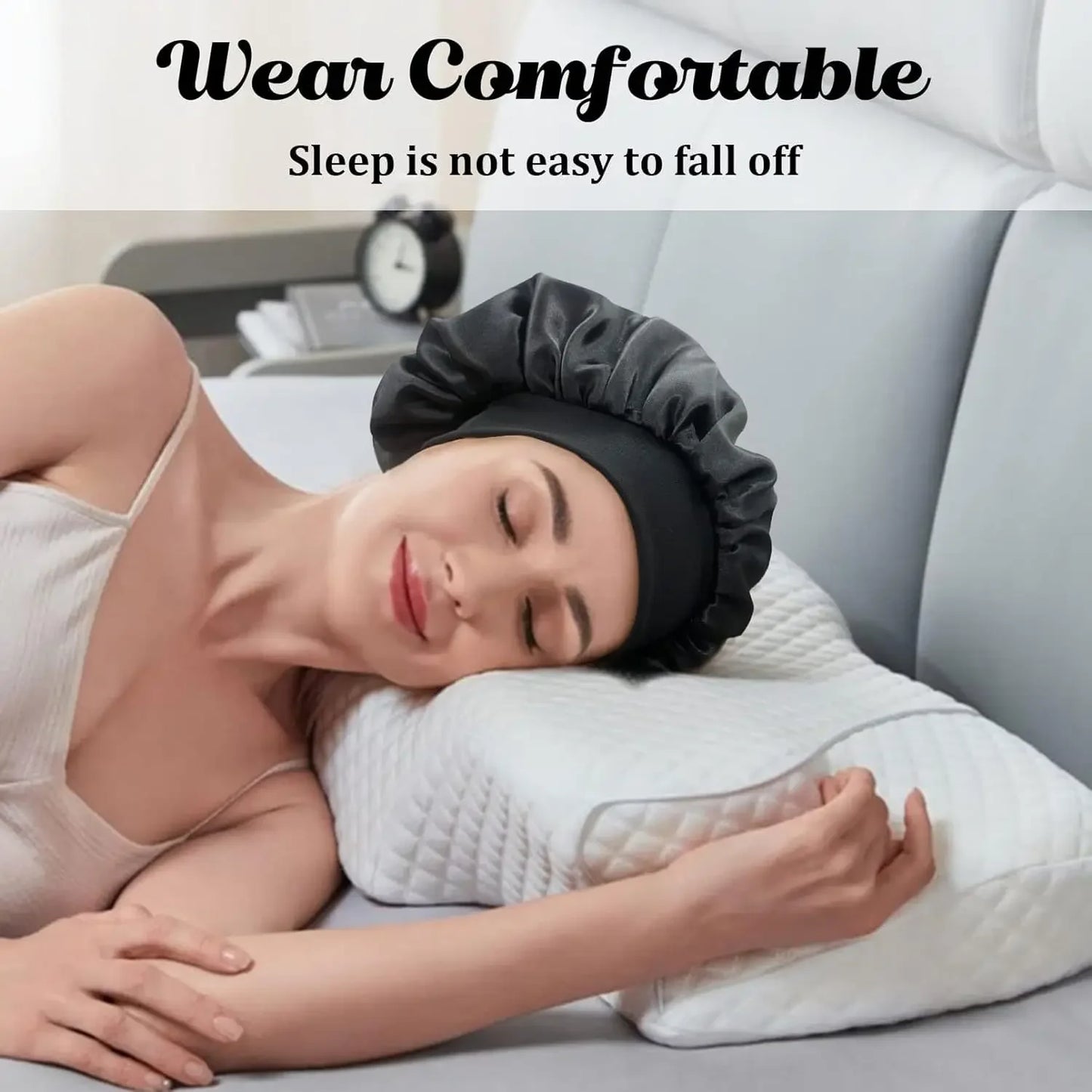Soft Satin Wide-Brim Sleep Bonnet – Hair Care Essential