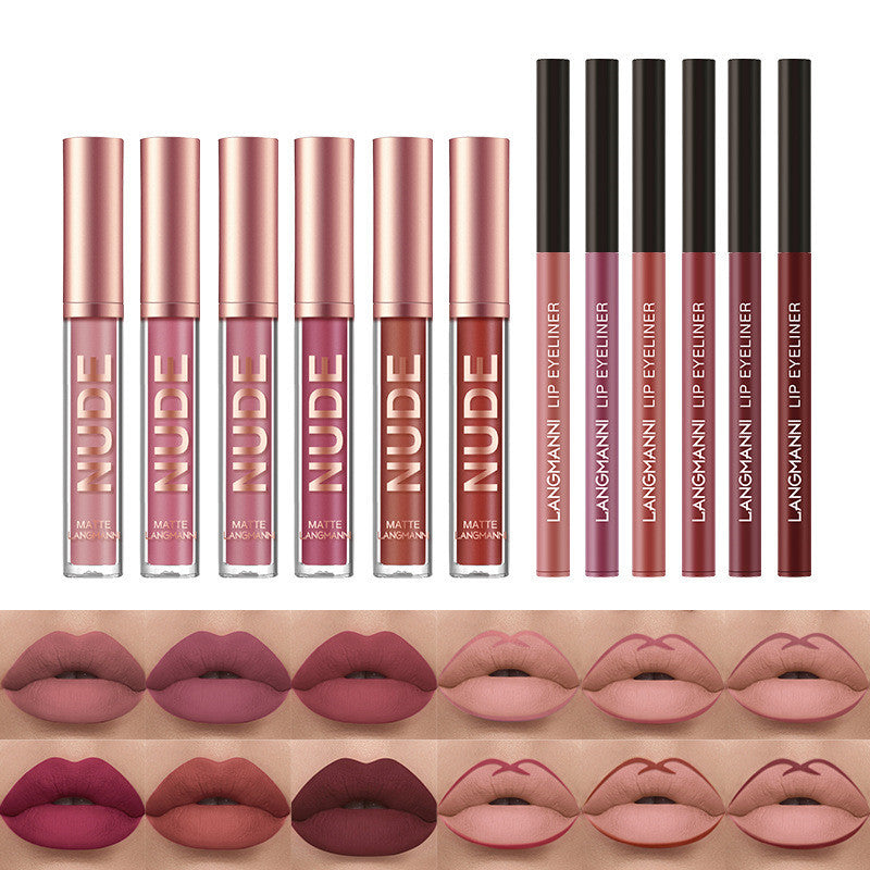 12-in-1 Matte Lipstick & Lip Liner Set – Waterproof, Long-Lasting Beauty Gift