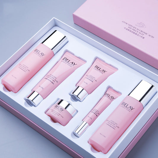6-piece Hyaluronic Acid Skincare Set, facial creams for whitening and nourishment.