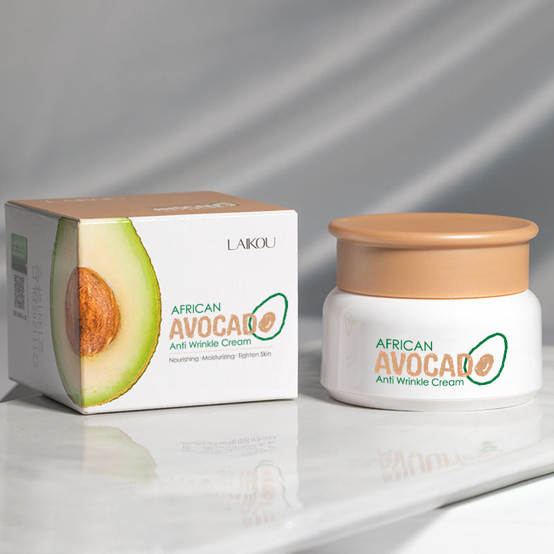 Lakou African Avocado Anti Wrinkle Cream with packaging on a gray background