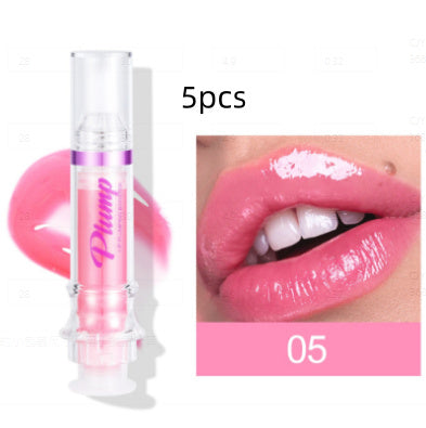 Pink lip gloss with a close-up of lips wearing it, labeled '05'.