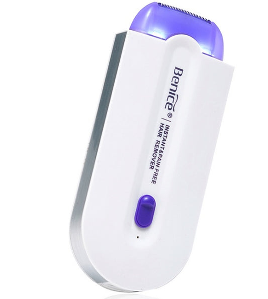 White and purple hair remover with 'Benice' branding on a white background