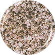 Round, textured object with a speckled pattern on a plain background