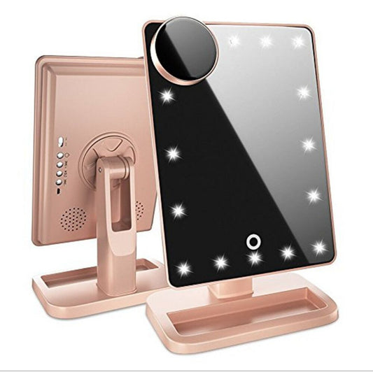 Smart LED Makeup Mirror – Bluetooth Music, 10X Zoom & Touch Control.