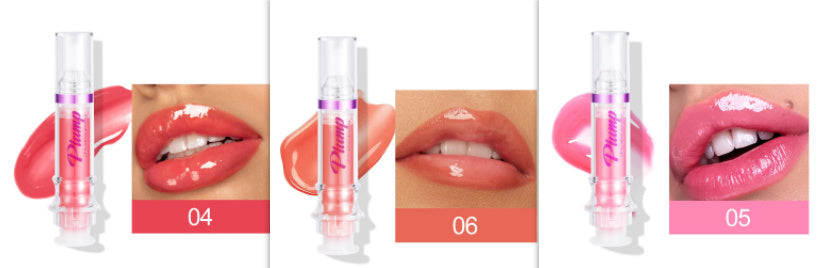 Lip gloss with application on lips and packaging