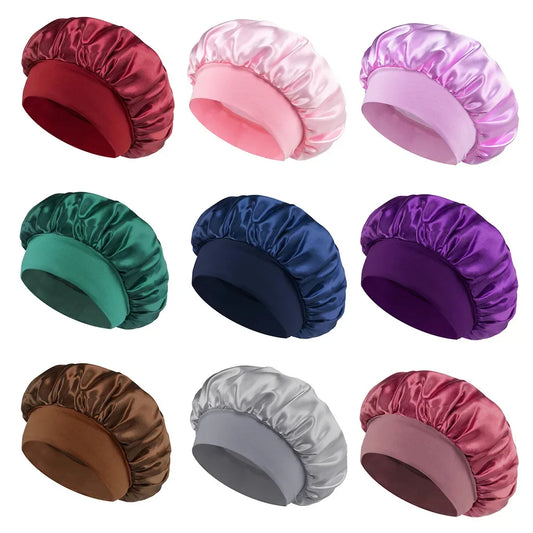 Soft Satin Wide-Brim Sleep Bonnet – Hair Care Essential