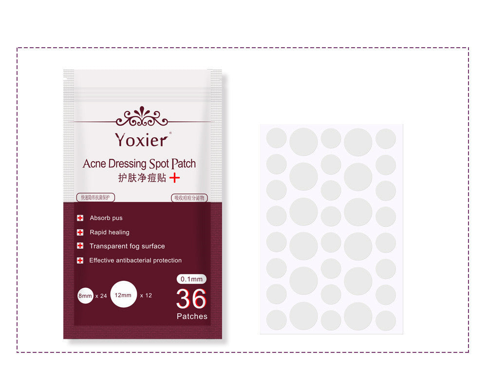 Yoxier acne spot patch packaging with patches on a white background