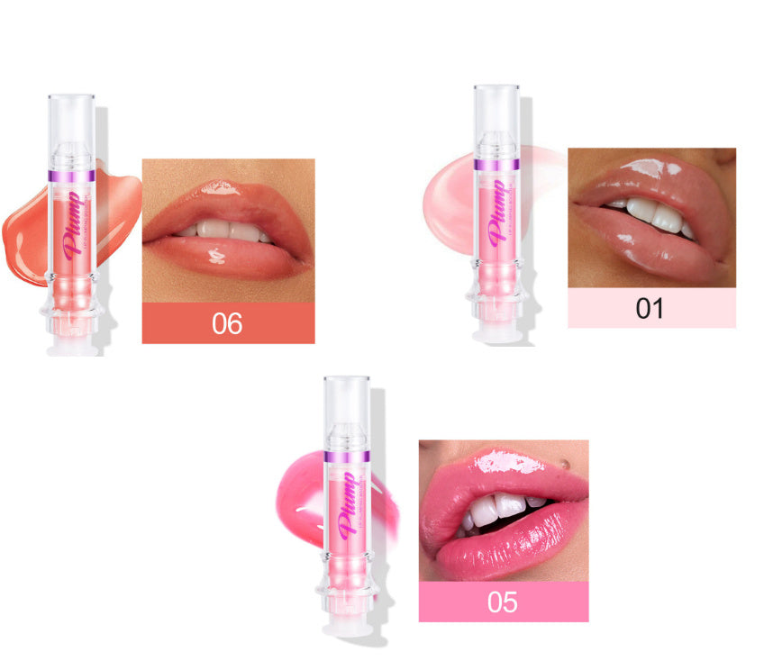 Lip gloss with application on lips and close-up shots.