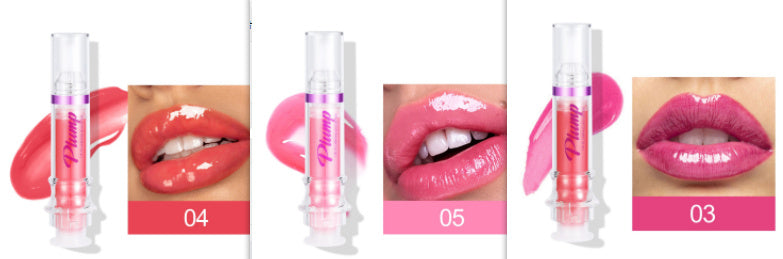 Lip gloss with application on lips and close-up of product