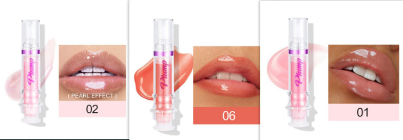 Lip gloss with application on lips and packaging details