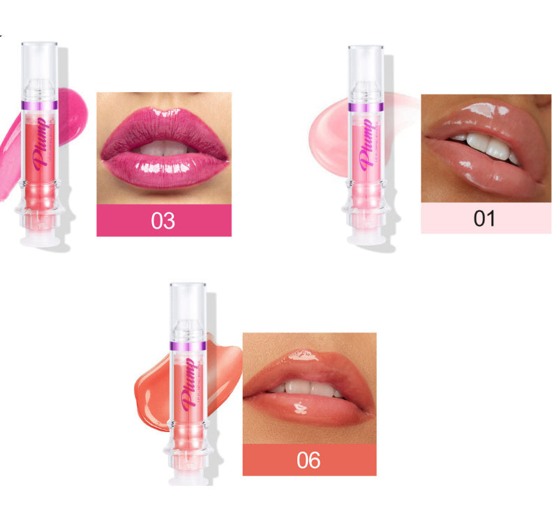 Lip gloss with color swatches on a white background