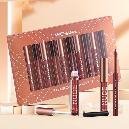 12-in-1 Matte Lipstick & Lip Liner Set – Waterproof, Long-Lasting Beauty Gift